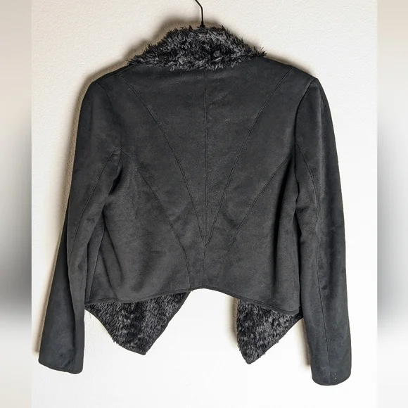 Black suede shearling cropped jacket, vintage style, Pico 1988 size S - Picture 14 of 16
